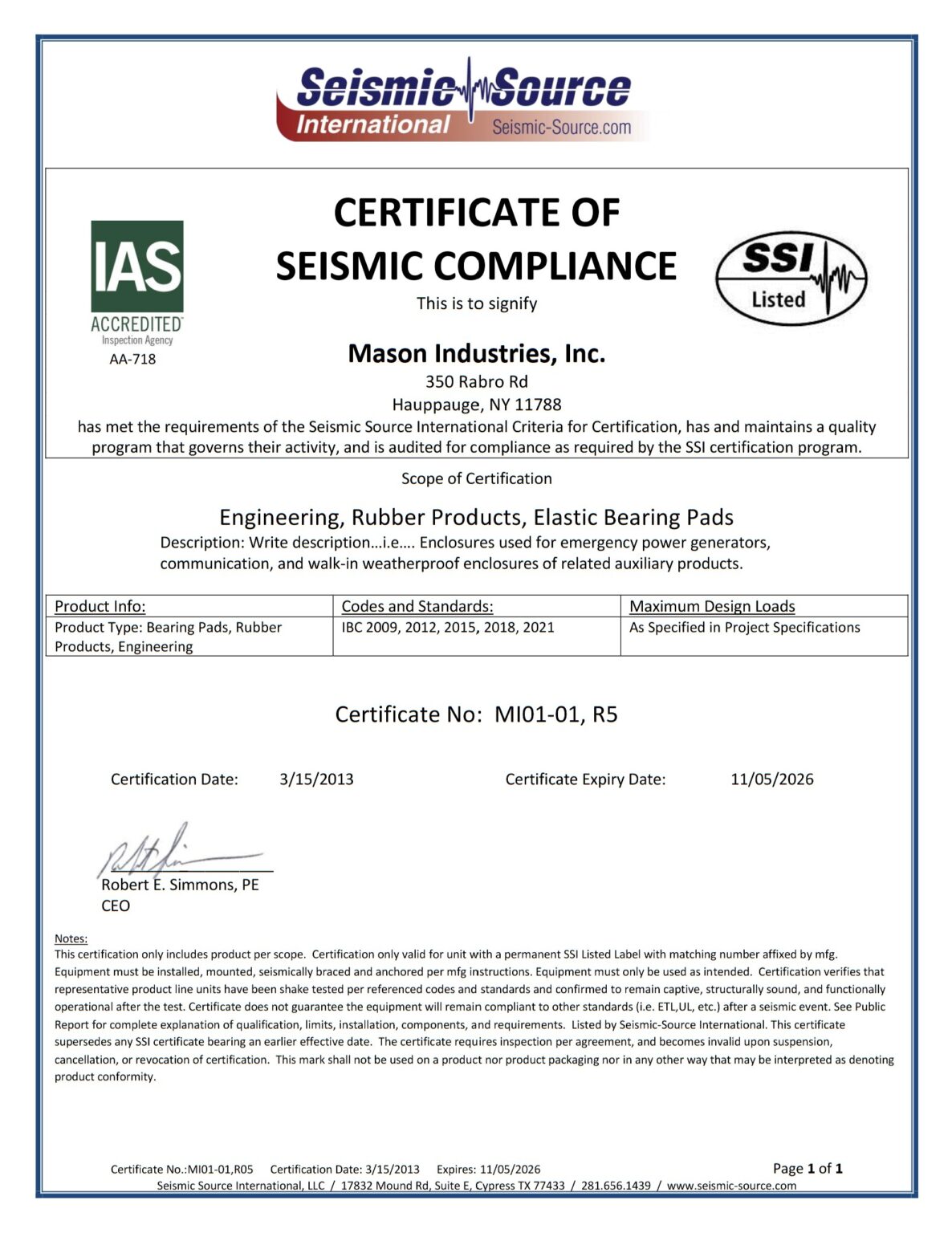 Certifications – Mason Industries